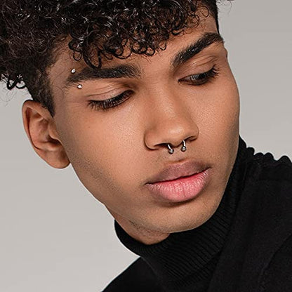 Pierced Owl - 16GA G23 Implant Grade Titanium Internally Threaded Prong Set CZ Crystal Ends Cartilage Helix Daith Rook Eyebrow Curved Barbell - color: Black / Clear