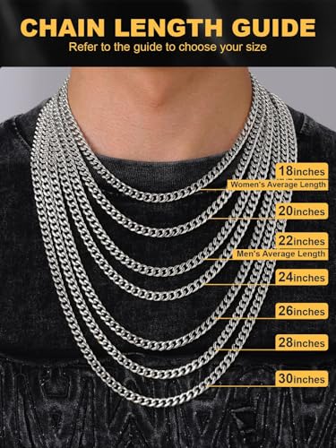 U7 Cuban Link Chain for Men, Stainless Steel Chain Necklace with Gift Box - color: a. 6mm Steel, size: 22 Inch