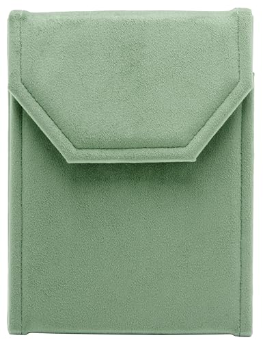 Velvet Necklace Jewelry Travel Folder Storage Display Case (Sage Green) - color: Sage Green
