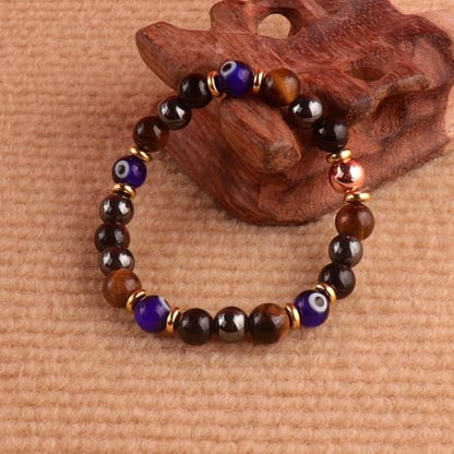 KSQS Healing Stone Bead Bracelet for Women, Natural Gemstones Balance Protection Bracelet, Spiritual Crystal Beads Bracelet Anxiety Relief with Meaning Card - color: Evil Eye Protection