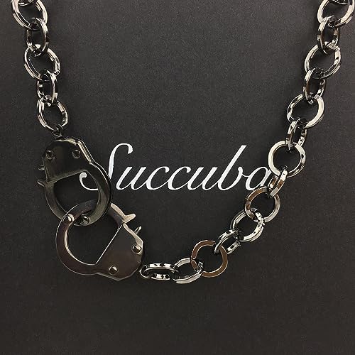Succuba Stainless Steel Handcuff Choker Necklace Chain Pendant Choker Collar Necklace for Women and Men from 16 to 24 Inches with Box - color: B, size: 20 Inches