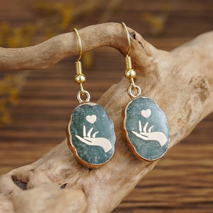 Boho Multiple Style Natural Stone Earrings for Women Unique Healing Gemstone Energy Hypoallergenic Lightweight Dangle Drop Earrings Multiple Styles Earrings Jewelry for Birthday Party Gift - style: Green Aventurine Handlove
