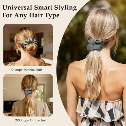 Satin Scrunchies for Women – 8PCS Green Silk Hair Ties – No Crease, Frizz-Free, Gentle Elastic Hair Bands for Thick & Thin Hair, Soft & Stylish Hair Accessories Gifts - color: Large-Sage green