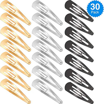 Geyoga 30 pcs 4 Inch Large Metal Snap Hair Clips Snap Barrette for Women | Gold Silver Gun Black, Strong Spring, No Slip Hold, Thick Fine Hair, Party Daily Use