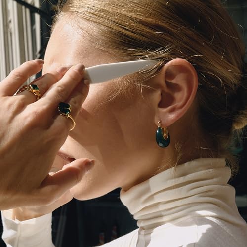 Chunky Hoop Earrings for Women, Lightweight Statement Daily Wear Gifts - color: Green