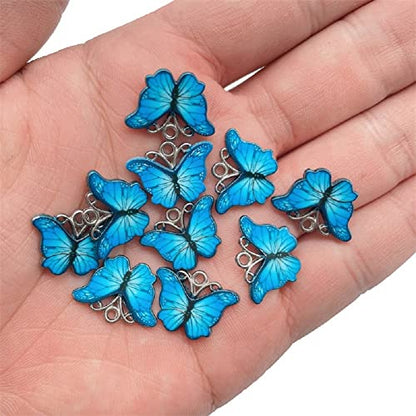 Zhiheng 50 Pack Alloy Butterfly Charms Monarch Butterfly Enamel Pendant Beads for Jewelry Making DIY Earring Necklace Bracelets Accessories Wine Charms - color: Skyblue