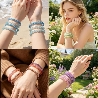 Gaspletu 7200PCS 6mm Glass Beads Bracelet Making Kit, 144 Colors Crystal Beads for Jewelry Making, 6 Box Round Beads Suitable for Beginners - color: 6 Box 6mm