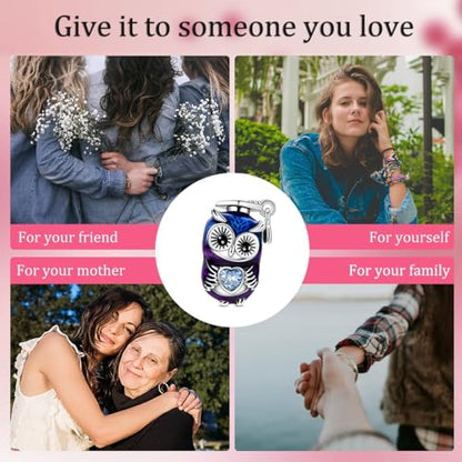 NARMO 925 Sterling Silver Charm Bead for Bracelets Silver Charms for Women - color: Love Owl