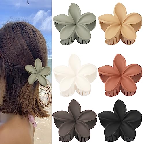 Sisiaipu Hair Clip, 6 Pcs Large Flower Claw Clips for Thick & Medium Hair, Hawaiian Flower Hair Clips, Beach Hair Accessories for Women and Girls - Basic - color: Basic