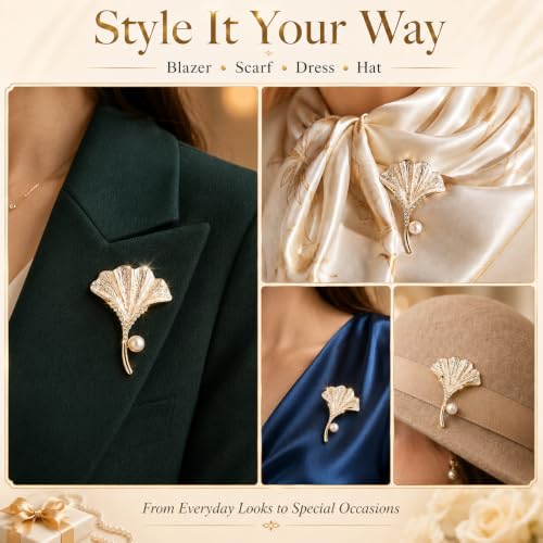 Brooch Pin for Women Rhinestone Peacock Crystal Delicate Animal Brooch Lapel Pins Girls Fashion Jewelry Gift for Christmas Brooch Birthday Jewelry Gift - style: silver Ginkgo