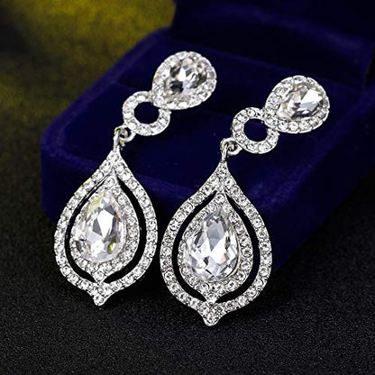 Elegant Crystal Rhinestone Teardrop Chandelier Wedding Bridal Dangle Drop Earrings - style: Style04