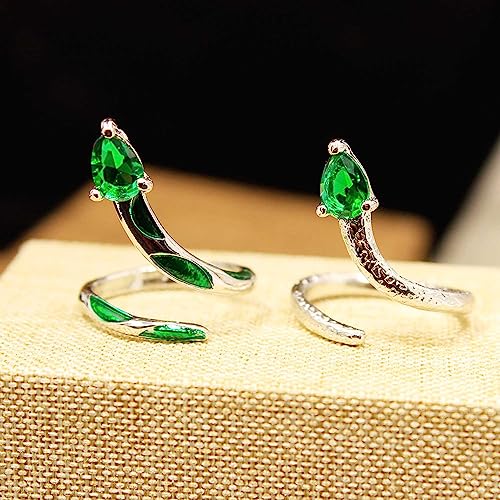 Gothic Silver Snake Ring Set - Open, Adjustable, Stacking Midi Index Finger Rings for Women and Girls (2 Pcs) - style: style-3