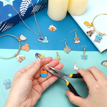 MARFOREVER 40 Pcs/20 Pairs Hanukkah Charms for Jewelry Making Hanukkah Gift | Chanukah Decoration, Blue White Enamel Charm, Star of David Bangle Pendants, Bracelet Necklace Earrings Making Accessories - style: Hanukkah