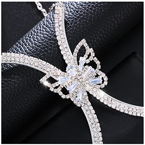 Rhinestone Chest Bracket Bra Chain Sexy Bikini Crystal Body Chains Butterfly Chest Chain Body Jewelry Accessories for Women - color: color6