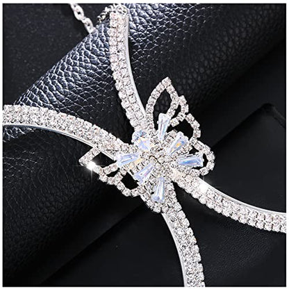 Rhinestone Chest Bracket Bra Chain Sexy Bikini Crystal Body Chains Butterfly Chest Chain Body Jewelry Accessories for Women - color: color6