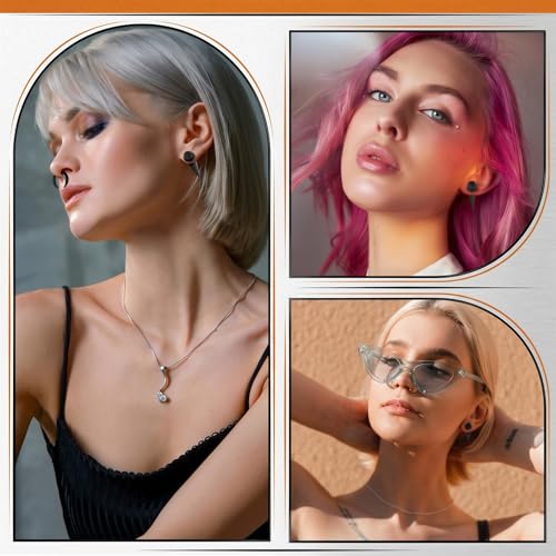 JieyueJewelry 50/54 Pcs Ear Stretching Kit 14G-00G | Acrylic Tapers & Plugs with Silicone Tunnels, Ear Gauges Expander Set Body Piercing Jewelry for Women and Men - color: Black