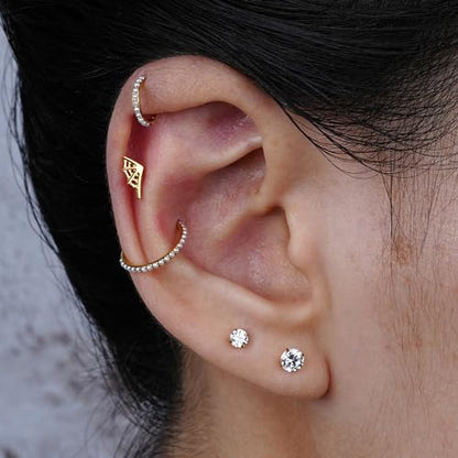16G 6mm 8mm ASTM F136 Titanium Cartilage Piercing Jewelry Stud for Tragus Helix Conch Flat - color: Spider Web - Gold