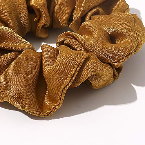 Silk Satin Scrunchies Women Hair Ties - Ivyu Big Scrunchy Ponytail Holder No Crease Hair Bands Soft Elastic No Hurt Your Hair for Vsco Girl Women Beige Gray Dard Yellow Light Yellow - color: Beige Gray Dard Yellow Light Yellow