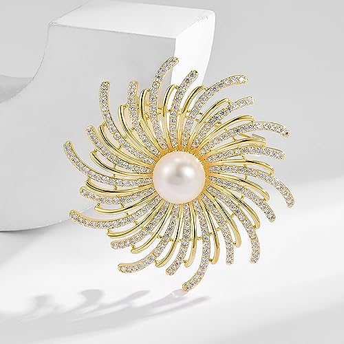 Brooches and Pins for Women Elegant Flower Pearl Brooches Costume Broches Jewelry Lady Christmas Pin for Women - style: Equinox Flower