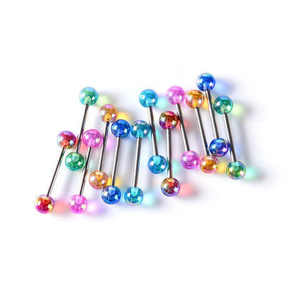 FORUBUS Colorful Tongue Rings Nipple Rings for Women Body Piercing Jewelry 14G 16mm Pierced Barbells Body Jewelry 50Pcs/30Pcs/20Pcs Pack - color: F-12pcs
