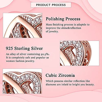 925 Sterling Silver Charms for Bracelets Necklaces Dangle Pendant With 5A Cubic Zirconias Bead Charm for Women DIY Jewelry - style: Entwined Hearts Charm