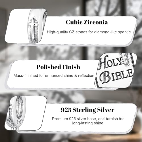 LaMenars 925 Sterling Silver Charms for Pandora Bracelets & Necklaces | Bead Charms Birthday Holiday Jewelry Gifts For Women - color: Holy Beble Cross Dangle