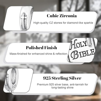 LaMenars 925 Sterling Silver Charms for Pandora Bracelets & Necklaces | Bead Charms Birthday Holiday Jewelry Gifts For Women - color: Holy Beble Cross Dangle