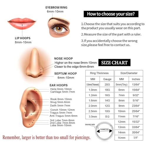 GAGABODY Surgical Steel Hypoallergenic Nose Ring Earring CZ Hoop for Unisex | Hinged Seamless Clasp,Used in Nostril,Septum,Lip,Eyebrow,Nipple and All Ear Piercings.22G to 12G,Inner Diameter 5mm to 14mm - color: Style5:Silver+Clear CZ & White Opal, size: 2