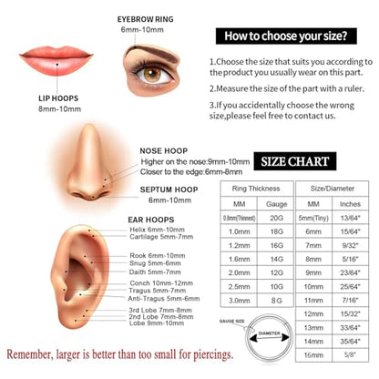 GAGABODY Surgical Steel Hypoallergenic Nose Ring Earring CZ Hoop for Unisex | Hinged Seamless Clasp,Used in Nostril,Septum,Lip,Eyebrow,Nipple and All Ear Piercings.22G to 12G,Inner Diameter 5mm to 14mm - color: Gold+Clear CZ & White Opal, size: 20G-10mm