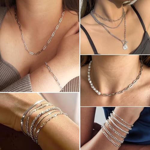 16Ft Stainless Steel Paperclip Chain for Jewelry Making, 4.5mm Width Silver Paper Clip Link Chains Roll for DIY Necklace Bracelet Craft Jewelry Making Supplies with Lobster Clasps Soft Tape Measure - color: Paperclip 4.5mm Silver