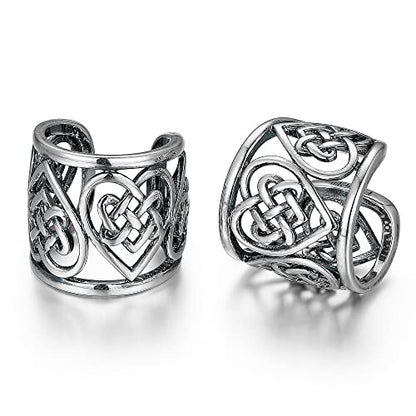MORGAN & PAIGE .925 Sterling Silver Celtic Heart Knot Ear Cuff Earrings for Women - Rose Gold, Yellow Gold Plated or Oxidized Silver Ear Cuffs Non Piercing, Cartilage Earring Silver Ear Clips Jewelry - color: Oxidized 925 Sterling Silver - Heart Knot, siz