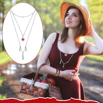 Ecally Bohemian Western Jewelry Turquoise Set Women Country Pendant Long Choker Layered Bracelets Earrings Ring for Women - color: Red, style: Passional
