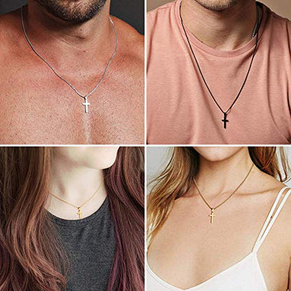 M MOOHAM Stainless Steel Cross Pendant Necklaces for Men Pendant Chain 16 Inch Sterling Silver Jewelry Fathers Day First Communion Gifts for Men Teenage Teen Gifts Idea Him Dad