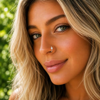 Jolliz Opal Nose Rings Hoops – 24 Gauge Classic Design, Elegant Nose Rings for Women & hypoallergenic Nose Piercings Jewelry Perfect for Any Occasion with Comfortable Fit - color: White Opal