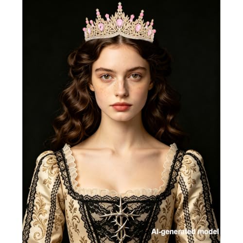 Casoty Pink Crystal Tiaras and Crowns for Women, Rhinestone Queen Headband Bridal Headpieces for Wedding Birthday Prom Quinceanera Pageant Party - color: Pink