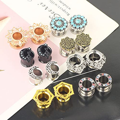 TIANCI FBYJS 8 Pairs Stainless Steel Ear Tunnles Earrings Gauges For Women Cat Body Piercing Plugs Stretcher - style: New 6mm=2g