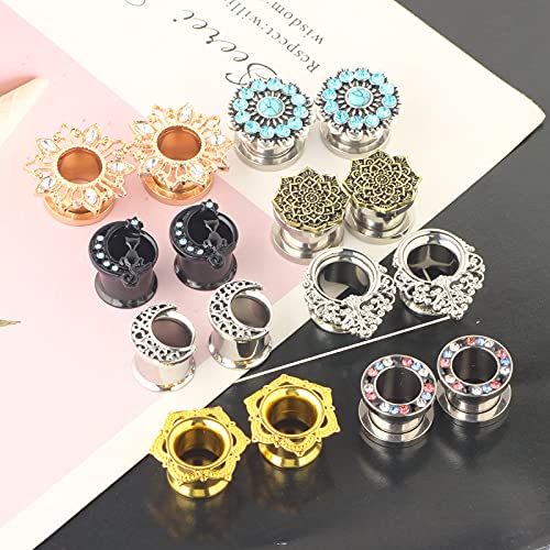 TIANCI FBYJS 8 Pairs Stainless Steel Ear Tunnles Earrings Gauges For Women Cat Body Piercing Plugs Stretcher - style: New 16mm=5/8''