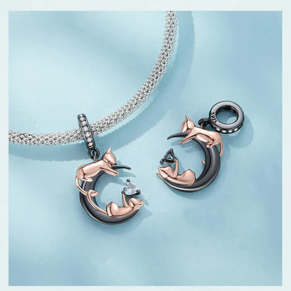 BISAER 925 Sterling Silver Charms for Bracelets Cat Dog Sloth Animal Beads Butterfly Fairy Heart Dangle Pendant Charms - color: Playing Cat