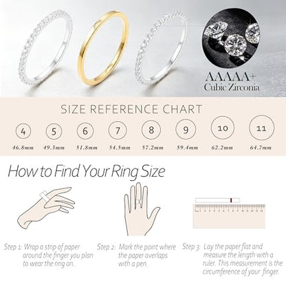 Purplepig Stackable Rings Non Tarnish, Two Tone CZ Eternity Band Set | 14K Gold & 925 Sterling Silver Plated, Waterproof, Wedding/Engagement/Promise Rings, Smart Ring Stackable Bands, Size 4-11 - color: Gold and Silver