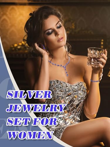 Henoyso 5 Pcs Purse Rhinestone Jewelry Set Prom Jewelry Rhinestone Clutch Purse Necklace Earrings Bracelets for Women Bride - color: Royal Blue