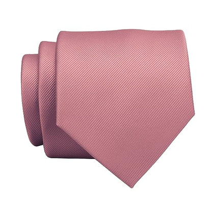 GUSLESON New 3.15"（8cm） Solid Color Necktie and Pocket Square Cufflinks Clip Set - color: Dusty Rose
