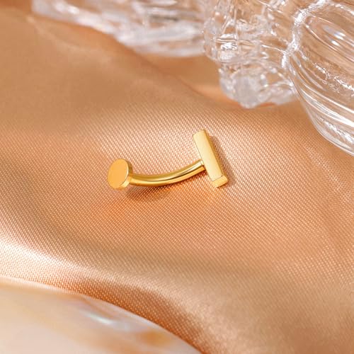 NICEIGHT 14G F136 Pure Titanium Floating Belly Button Rings for Women Petite Flat Back CZ Belly Rings Opal Barbell Heart Curved Navel Ring Internally Threaded Belly Piercing Jewelry 8/10/12/14mm - color: Gold-Barbell, size: 10mm (Standard Size)