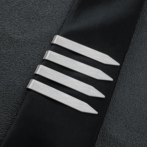 HAWSON Gold Silver Black Rose Gold Tie Clips for Men, Skinny Bars Pins Tacks Set 2.2 Inch for Necktie Suit Accessories - style: 4 Pcs Silver Tie Bars Set