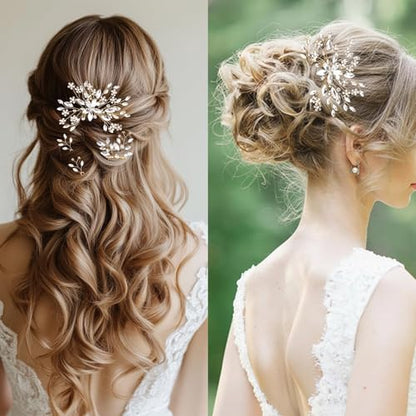 4 Pcs Bridal Crystal Hair Pins, Wedding Hair Comb Accessories with Rhinestone Bridal Headpiece Jewelry for Brides Bridesmaids Women Girls Updo (Crystal) - color: Crysral