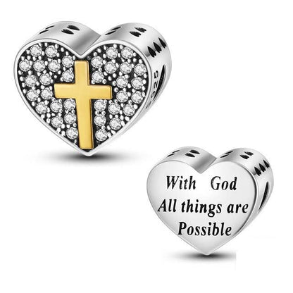 Vegas Safety Chain Sun Birthday Mom Camera Dog God Psalm Bead Pendant 925 Sterling Silver Dangle Compatible With Pandora Moments Charm Bracelet - style: With God All Things Are Possible Cross