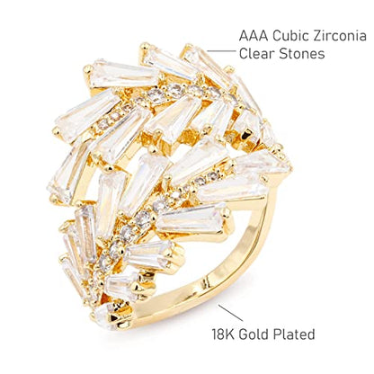 Lavencious Art Cocktail Fashion Ring Size Adjustable From 6-8.5 Cubic Zirconia Jewelry - color: Gold