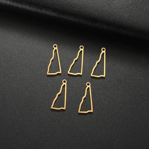 kkjoy 5Pcs Hollow Continents Maps of USA Pendant Charms for Jewelry Making and Crafting, Stainless Steel Mini Charm Craft Supplies Accessories for DIY Bracelet Necklace Earrings - color: Hollow New Hampshire Map - Gold