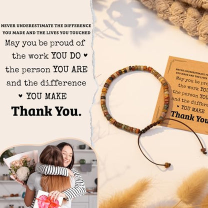 Inspirational Bracelet Gifts for Women, Natural Stone Beaded Bracelets | Thinking of You Get Well Soon Encouragement Healing Bracelets Christmas Day Birthday Gifts for Women Friends Sister - color: A-K JASPER STONE-PROUD