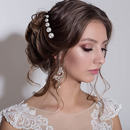 32 Pieces Wedding Pearl Hair Pins Bridal Pearl Rhinestone Hair Pins Hair Accessories U Shape Barrette for Bride Bridesmaid Women Girls (Silver) - color: Silver
