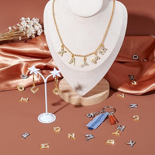 Craftdady Letter Charms Capital Pendants Mixed A-Z Initial Letter Number Charms DIY Bracelet Necklace Pendants for Jewelry Making, Gold, Antique Silver, Platinum - color: Golden/Platinum + Crystal